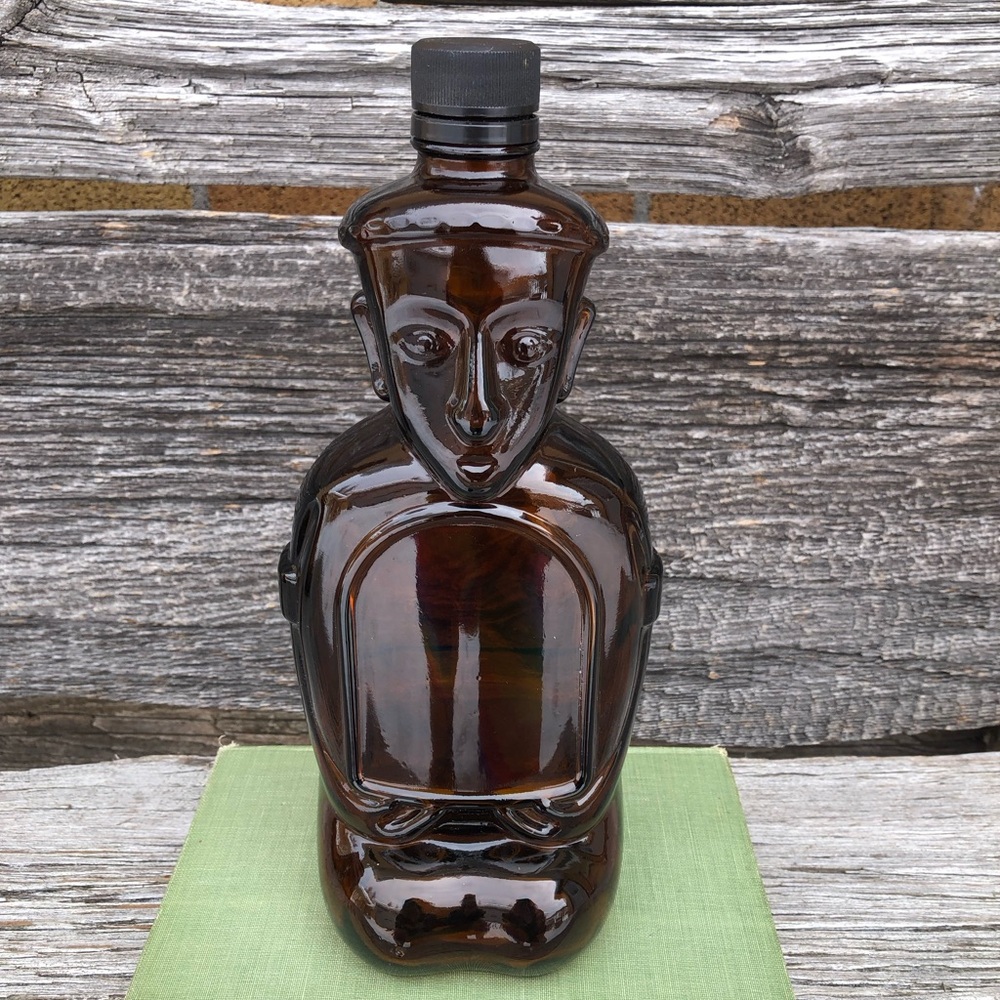 Vintage Kahlua Tiki Glass amber bottle Figural brown Heritage Edition -empty-🤎